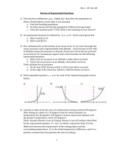 Riva – AP Calc AB Review of Exponential Functions The function p