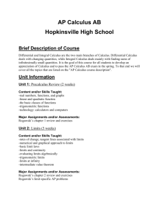 AP Calculus AB Hopkinsville High School Brief Description