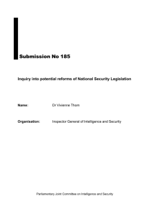 Submission to the Parliamentary Joint Committee on Intelligence