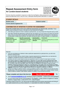 Repeat Assessment Entry form - London School of Hygiene