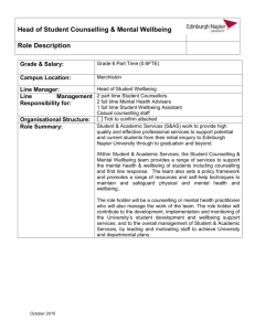 Job Description Head of Student Counselling Mental
