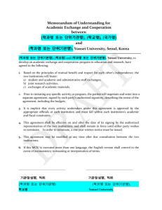 Memorandum of Understanding for - Yonsei University Office of