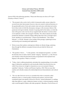 Literary and Cultural Theory, 2013-2014 Assessed Essay Questions