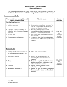 Non-Academic Unit Assessment: Plans and Reports