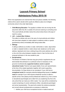 Admissions Policy - Laycock Primary School