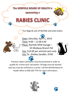 The NORFOLK BOARD OF HEALTH is sponsoring a RABIES CLINIC