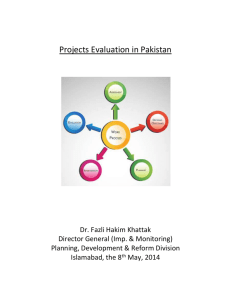 Projects Evaluation in Pakistan - Ministry Of Planning, Development