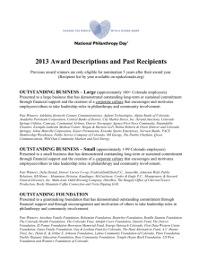 National Philanthropy Days in Colorado Award Descriptions