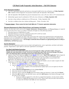 CSI Dual Credit Frequently Asked Questions – Fall 2014 Semester