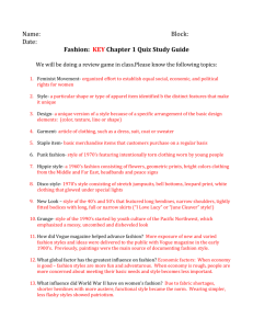Fashion: KEY Chapter 1 Quiz Study Guide