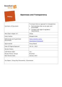 Openness and Transparency Policy