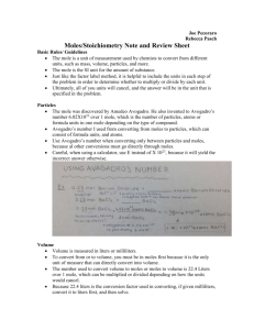 Moles/Stoichiometry Note and Review Sheet