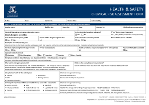 Class 5.2 Organic Peroxides Risk Assessment Form