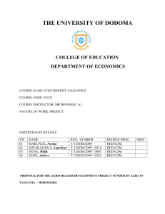 the university of dodoma college of education department of