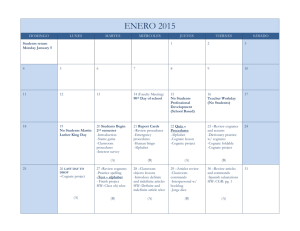 2015 Spring Semester Calendar Spanish I
