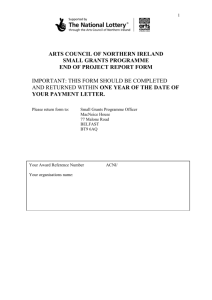 Access Year/Project End Report - Arts Council of Northern Ireland