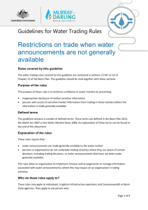 Water Trading Guidelines - Insider Trading - Murray