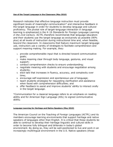 Use of the Target Language in the Classroom (May 2010) Research