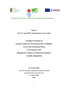 Analysis of Data for Measuring Food Availability, Access