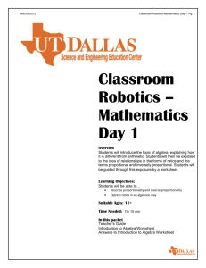 Classroom Robotics – Mathematics Day 1
