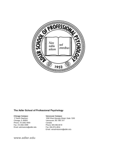 YEAR ONE - Adler School of Professional Psychology, Chicago
