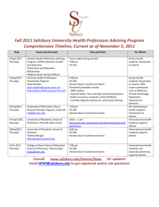 Fall 2011 Salisbury University Health Professions Advising Program