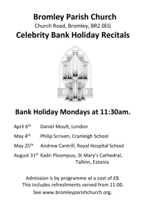Bromley Parish Church Celebrity Bank Holiday Organ Recitals