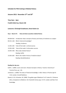 Schedule for PhD training in Medical history Autumn 2012