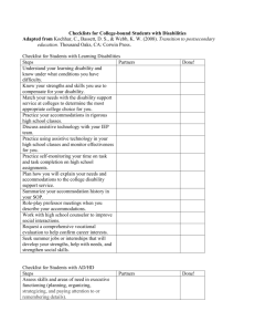 Checklists for College-bound Students with Disabilities Adapted