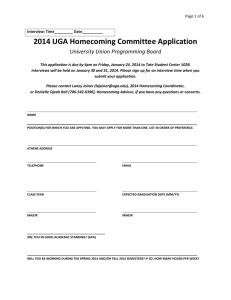 2014 UGA Homecoming Committee Application University Union