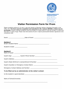 Visitor Permission Form for Prom