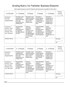 Grading Rubric for Publisher Business Elements Each separate