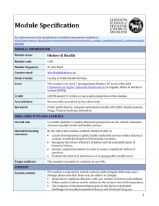 1401 History & Health Module Specification