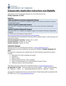 Subspecialty Application Instructions and Eligibility