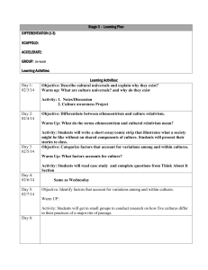 Stage 3 – Learning Plan DIFFERENTIATION (I