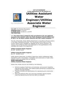 Utilities Assistant Water Engineer/Utilities Associate Water Engineer