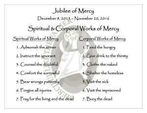 Works of Mercy & Jubilee of Mercy Plenary Indulgence Requirements