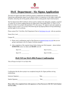 ISyE Department - Six Sigma Application