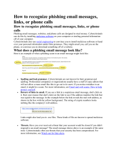 How to recognize phishing email messages, links, or phone