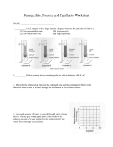 Worksheet On Permeability, Porosity, Water Retention And Capillarity