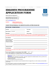 MMU Incoming Erasmus Application Form