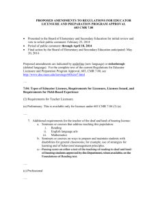 Proposed Amendments to Regulations for Educator Licensure and