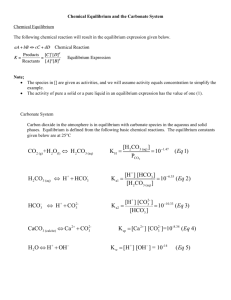 Chemical Equilibrium and the Carbonate System Chemical