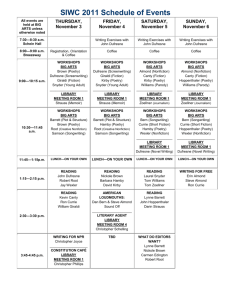 SIWC 2011 Schedule of Events