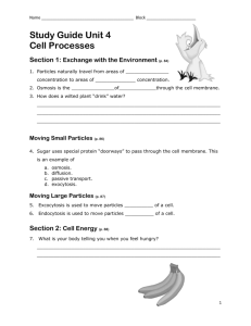 Name Block Study Guide Unit 4 Cell Processes Section 1: Exchange