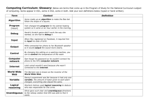 Computing curriculum glossary sheet