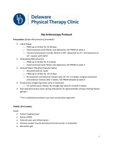Delaware Physical Therapy Clinic: Hip Arthroscopy Protocol.