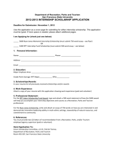RPT and Ryan Jones Internship Scholarship Application