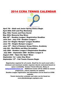 2005 CALENDAR OF CCRA TENNIS EVENTS