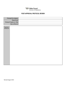 Post Approval Protocol Review Sheet